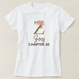 Geburtstag mit goldener Letter Z Monogramm und ros T-Shirt