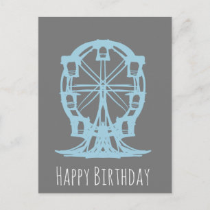 Geburtstag mit handgezeichnetem Riesenrad Postkarte