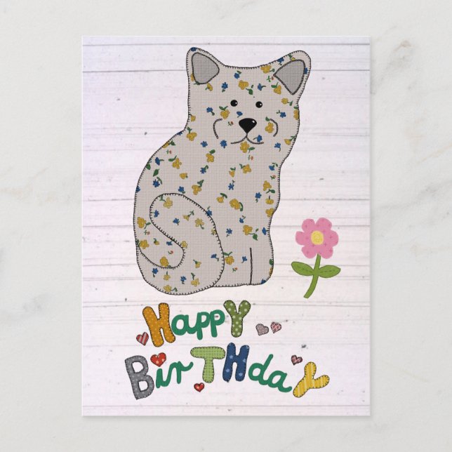 Geburtstag mit Katze Postkarte (Vorderseite)