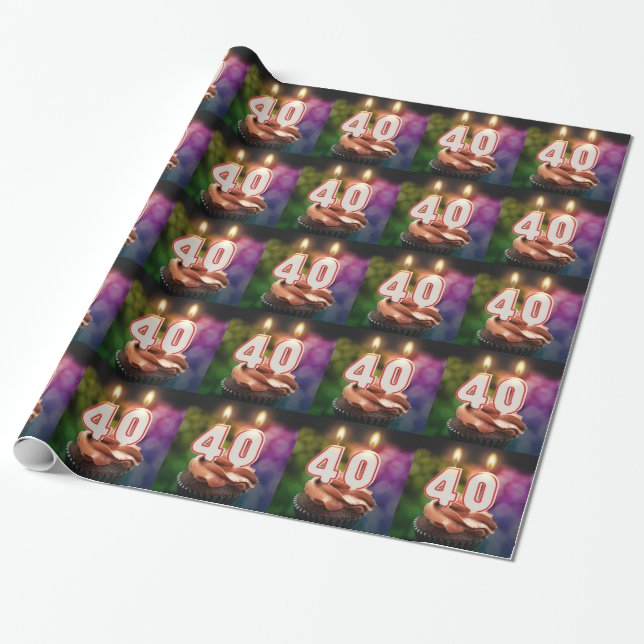 Geburtstag mit Kuchen und Kerzen Geschenkpapier (Ungerollt)
