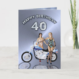 Geburtstag mit Mädchen und einem Motorrad Karte