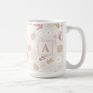 Geburtstag mit Monogramm hübsche Blütenpastellrosa Kaffeetasse