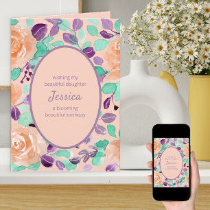 Geburtstag mit personalisierter floraler Gestaltun Karte