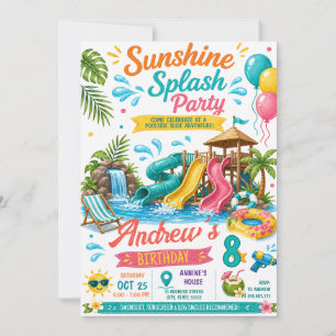 Geburtstag mit personalisierter Wasserrutsche Einladung