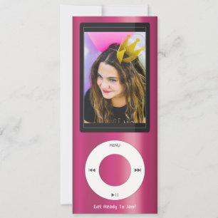 Geburtstag mit rosa MP3-Musikplayer Einladung