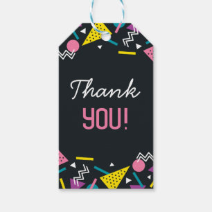 Geburtstag mit schwarzem 80er-Jahre-Muster Geschenkanhänger