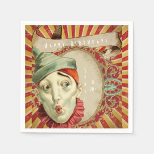 Geburtstag mit Vintage-Clown-Ausdrücken Serviette