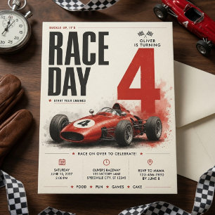 Geburtstag mit Vintage-Formel-Rennwagen Einladung