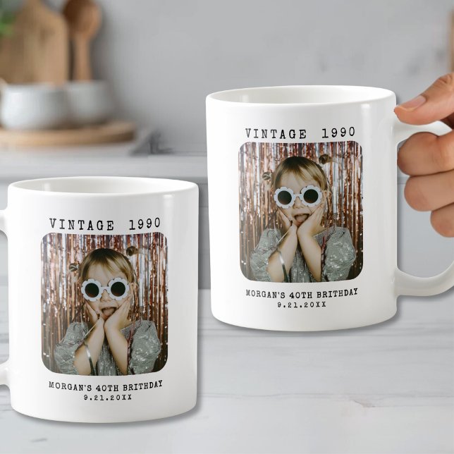 Geburtstag mit Vintage-Foto Kaffeetasse (Vintage Photo Birthday Coffee Mug)
