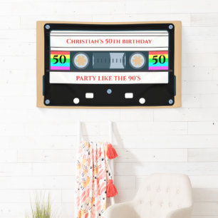 Geburtstag mit Vintage-Kassette Banner