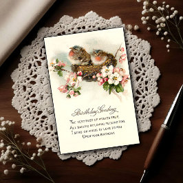 Geburtstag mit Vintage-Nistvögeln von 1917 Postkarte