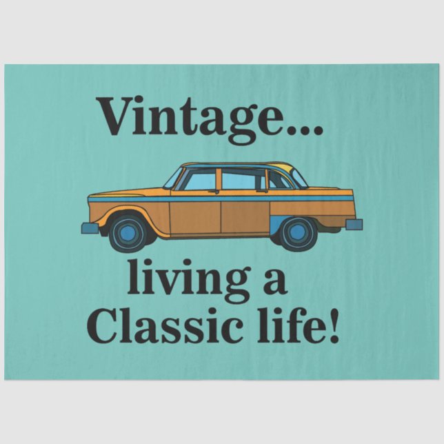 Geburtstag mit Vintage-Oldtimer Seidenpapier (Vorderseite)