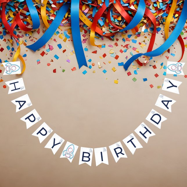 Geburtstag mit Weltraum-Motto anpassbar Wimpelkette (Von Creator hochgeladen)