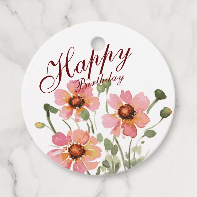 Geburtstag mit wilder Blume Geschenkanhänger (Vorderseite)