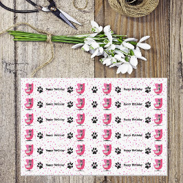 Geburtstag Mitte Jahrhundert Katzen Rosa Stuhl Paw Seidenpapier