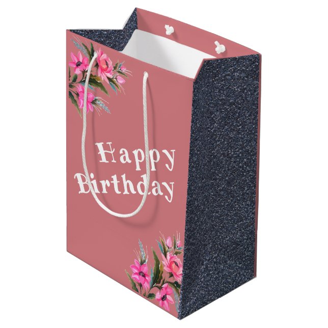 Geburtstag Mittlere Geschenktüte (Rückseite Schrägansicht)