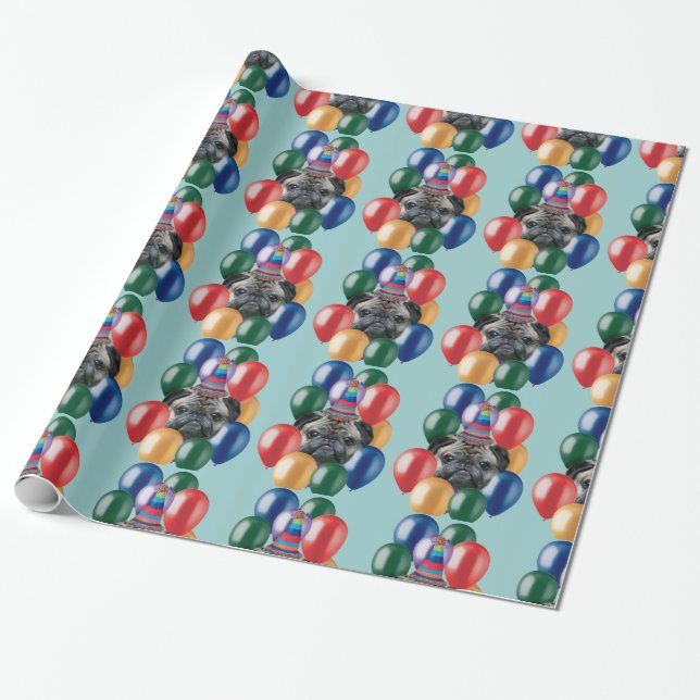 Geburtstag Mops Geschenkpapier (Ungerollt)