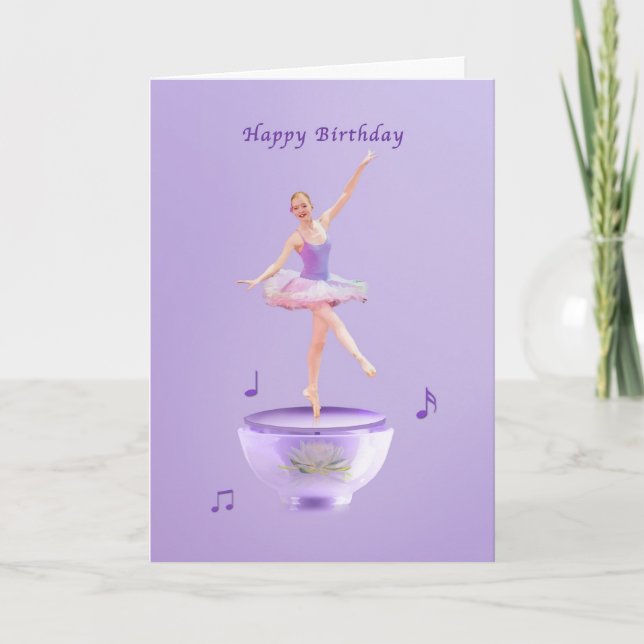 Geburtstag, Musikbox Ballerina Karte (Vorderseite)
