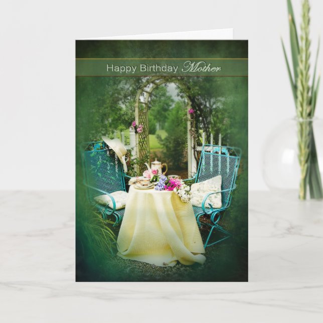 GEBURTSTAG - MUTTER - ENGLISCHE HÜTTE GARDEN KARTE (Vorderseite)