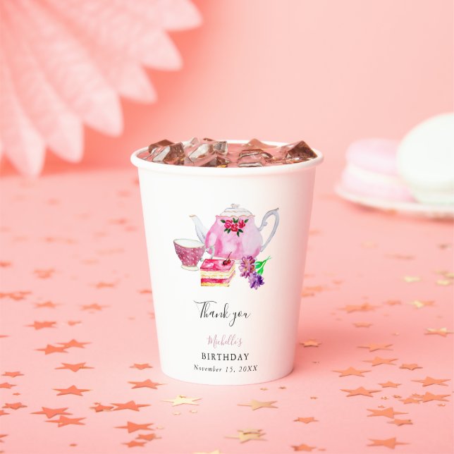 Geburtstag Nachmittag Tee Party Script Elegantes R Pappbecher (Insitu)