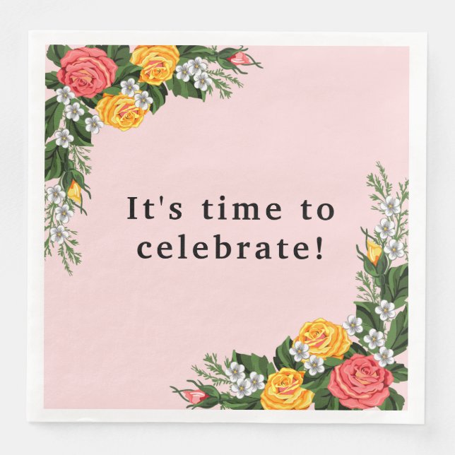 Geburtstag Napkin mit Blume Serviette (Vorderseite)