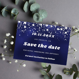 Geburtstag navy blau weiße Sterne Save The Date