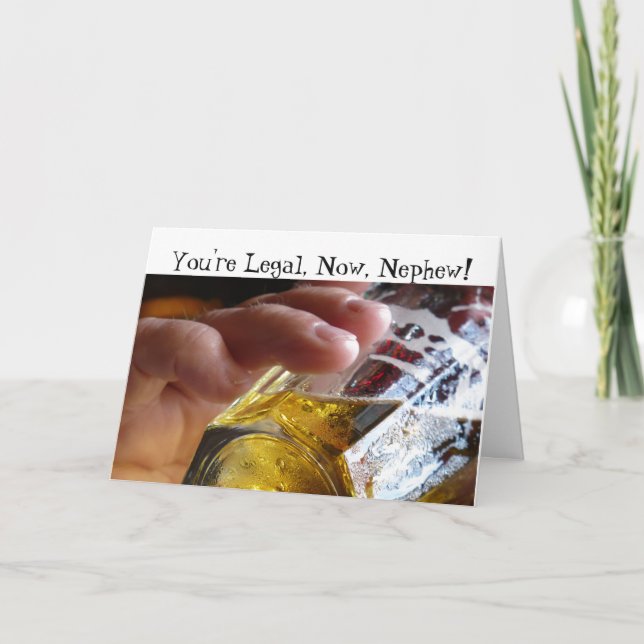 Geburtstag, Neffe, legal, 21. Bier im Glas. Karte (Vorderseite)