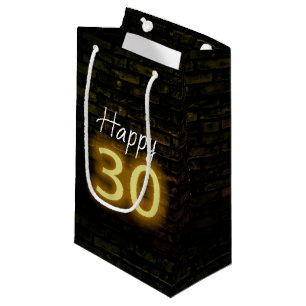 Geburtstag Neon 30 Zeichen auf Brick Kleine Geschenktüte
