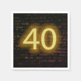 Geburtstag Neon 40 Zeichen auf der Ziegelmauer Serviette