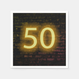 Geburtstag Neon 50 Zeichen auf der Ziegelmauer Serviette