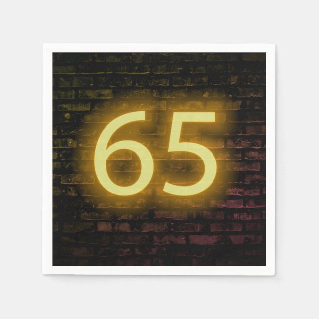Geburtstag Neon 65 Zeichen auf Brick Wall Serviette (Vorderseite)