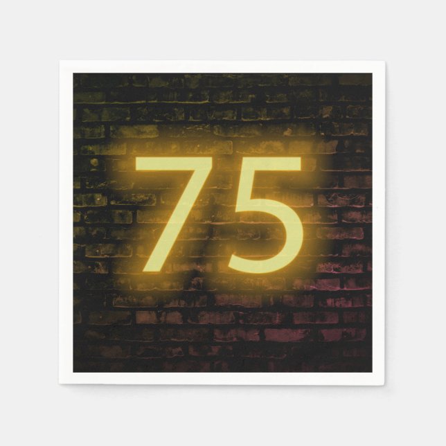 Geburtstag Neon 75 Zeichen auf Brick Wall Serviette (Vorderseite)