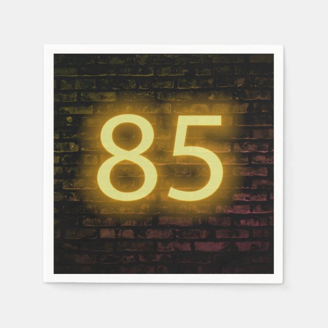 Geburtstag Neon 85 Zeichen auf Brick Wall Serviette (Vorderseite)