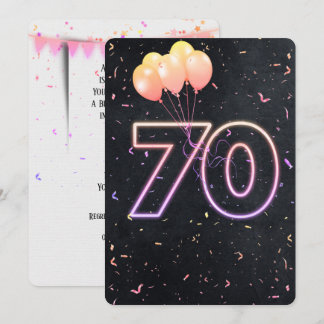 Geburtstag Neon Sign auf schwarze Einladung