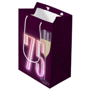 Geburtstag Neonzeichen mit Wein Mittlere Geschenktüte