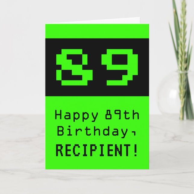Geburtstag: Nerdy / Geeky Style "89" und Name Karte (Vorderseite)