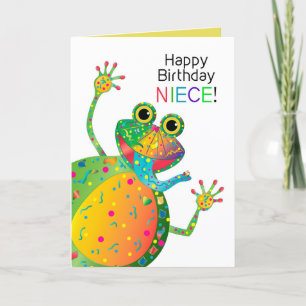 Geburtstag, Nichte, Frosch, Kaleidoskop-Sammlung Karte