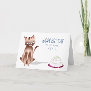 GEBURTSTAG - Nichte - Miezekatze-Katze - Kuchen Karte