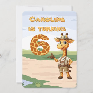 Geburtstag Niedlicher Explorer Giraffe auf Safari Einladung