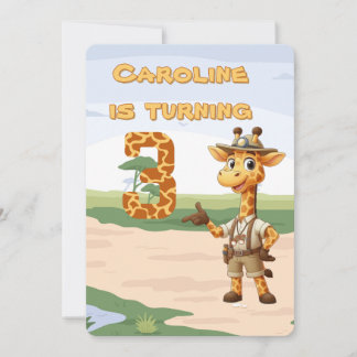 Geburtstag Niedlicher Explorer Giraffe auf Safari Einladung
