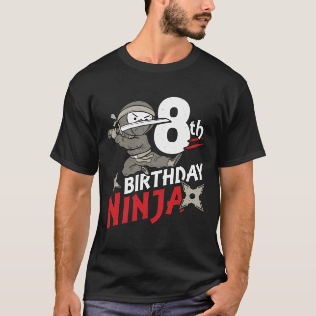 Geburtstag Ninja Shirt 8 Jahre alt Ninja Geburtsta (Vorderseite)