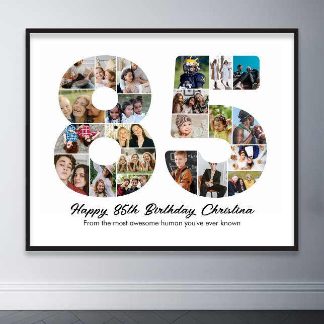 Geburtstag Nummer 85 Foto Collage Jubiläum Poster (85th birthday number 85 photo collage poster wall art)