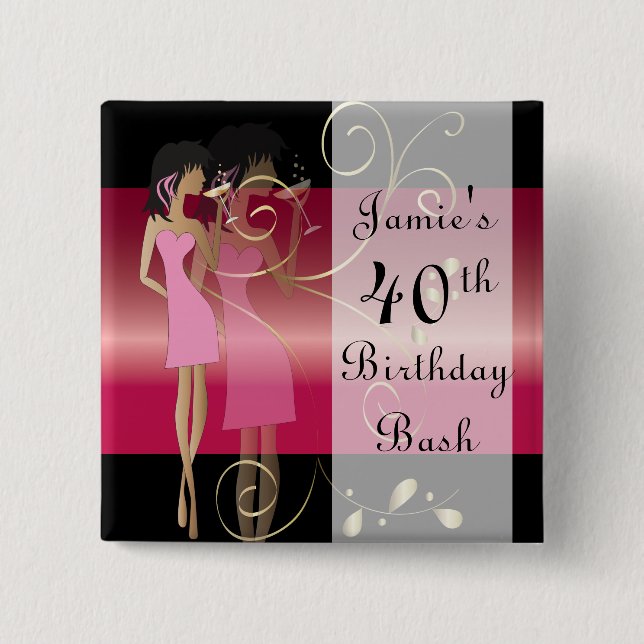 Geburtstag oder Bachelorette Diva Girl Fun Button (Vorderseite)