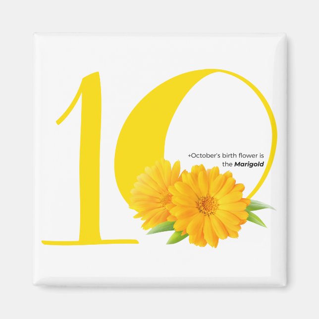 Geburtstag: Oktober Blume Marigold Magnet (Vorne)