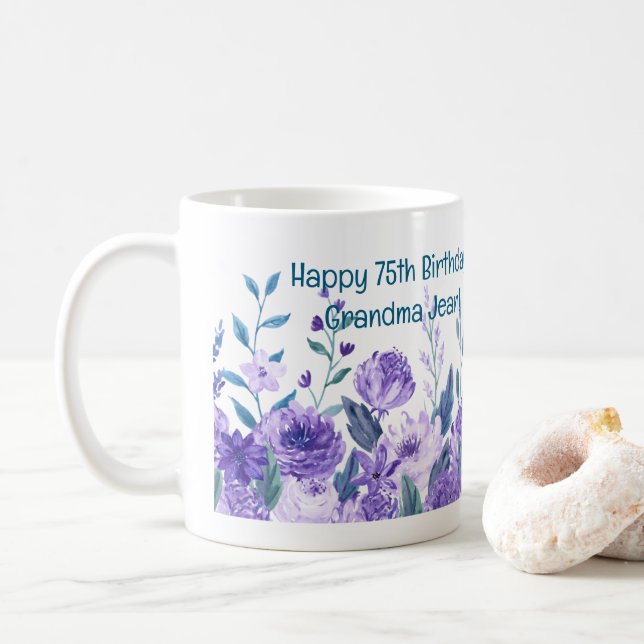 Geburtstag Oma Blume Liebe Elegant Florenz Kaffeetasse (Mit Donut)