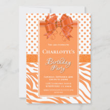 Geburtstag Orange Polka Dots und Zebra Streifen