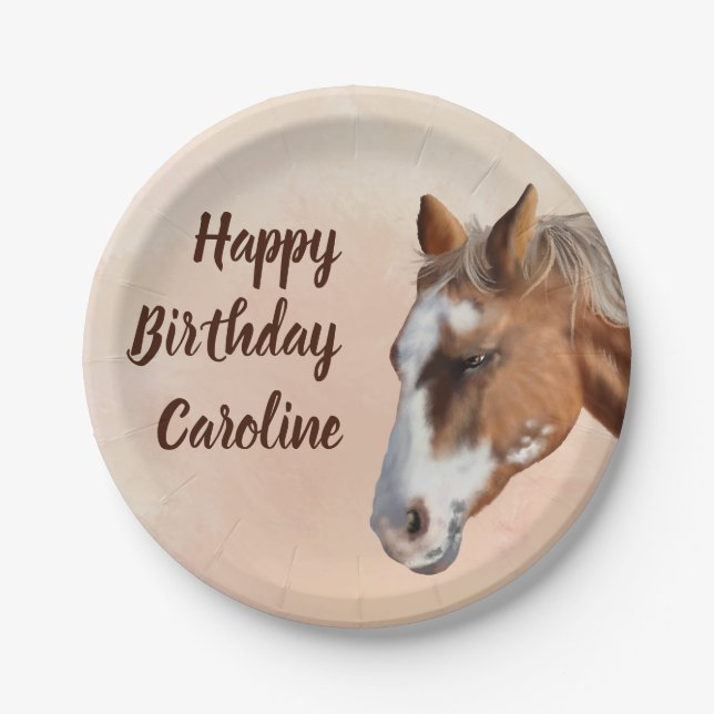 Geburtstag Palomino Pferd  Pappteller (Vorderseite)
