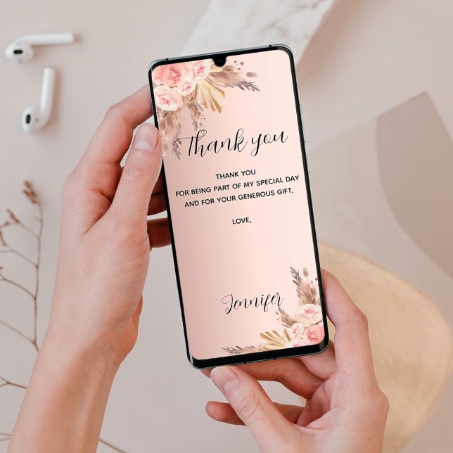 Geburtstag Pampas Gras Rose Dank Karte (Von Creator hochgeladen)