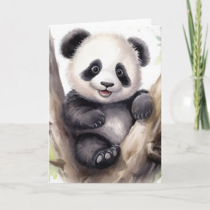Geburtstag Panda Bär in Tree Karte