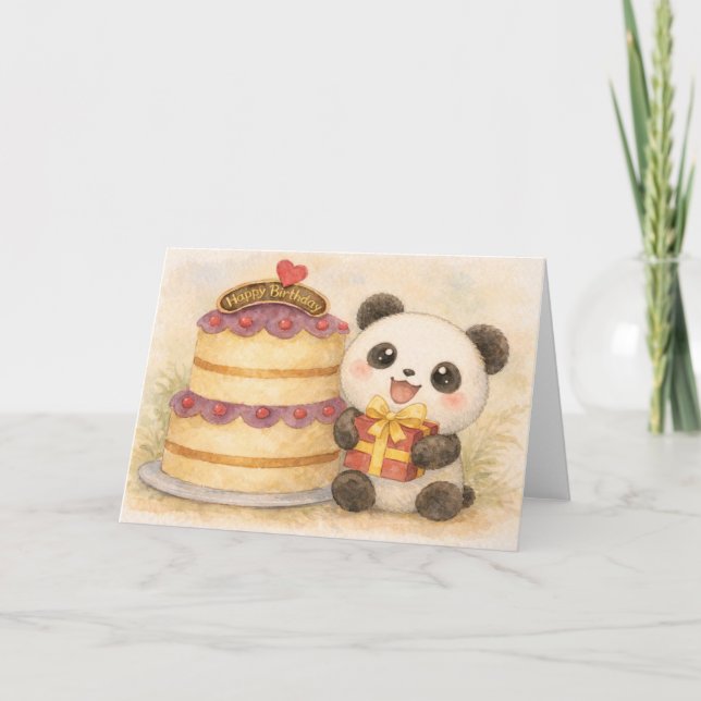 Geburtstag-Panda Feiertagskarte (Vorderseite)